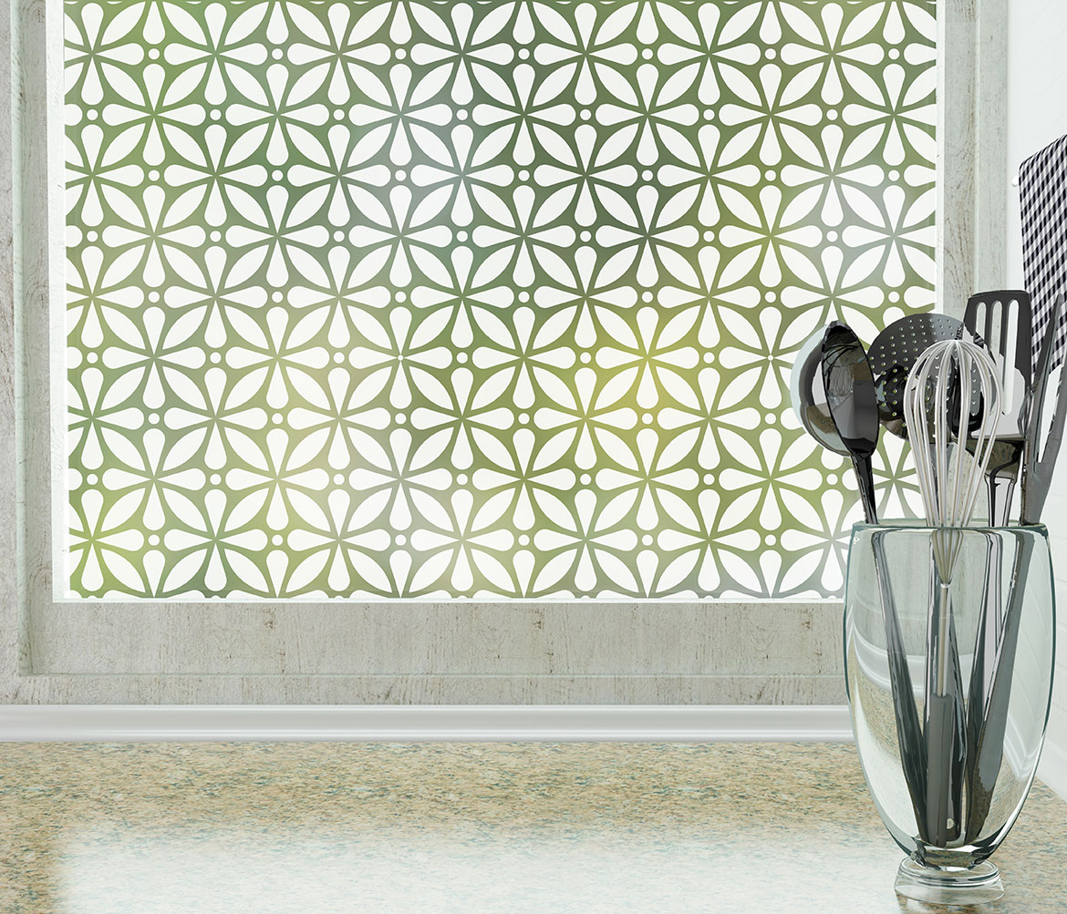 Geo Flora Modern Window Film & Decorative Film For Residential & Commercial Windows / Glass