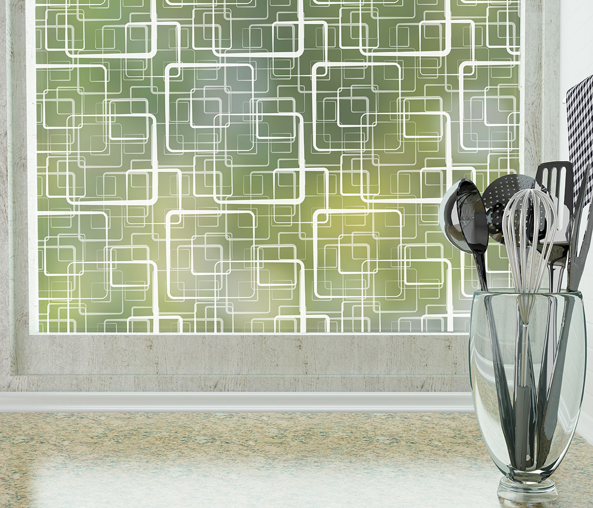 Retro Squares Modern Window Film & Decorative Film For Residential